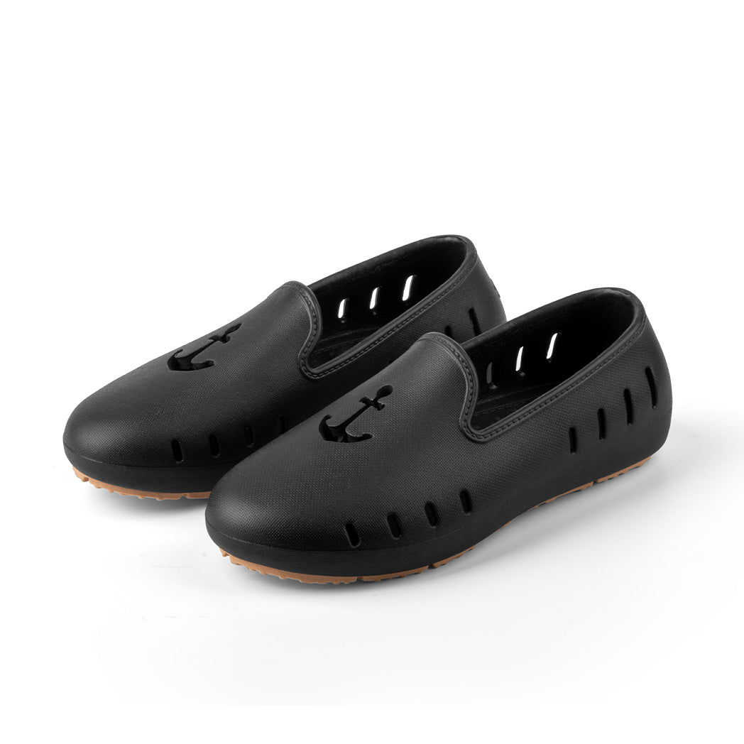 Kids black perforated loafer waterproof