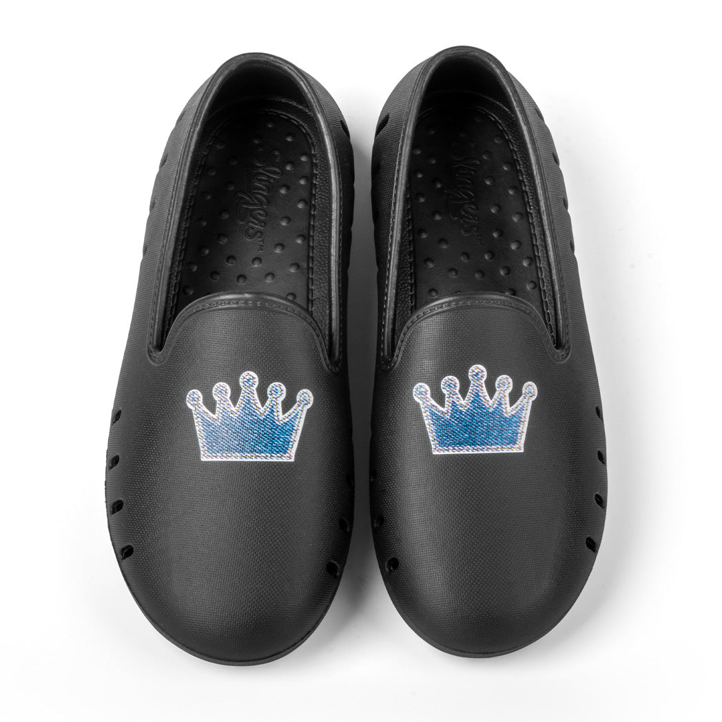 Cruise loafer kids in black with denim crown