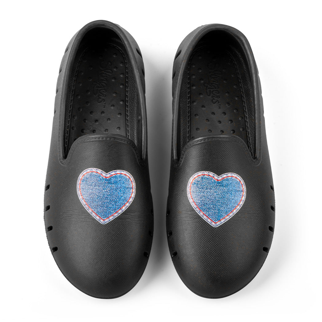 Black kids loafers waterproof