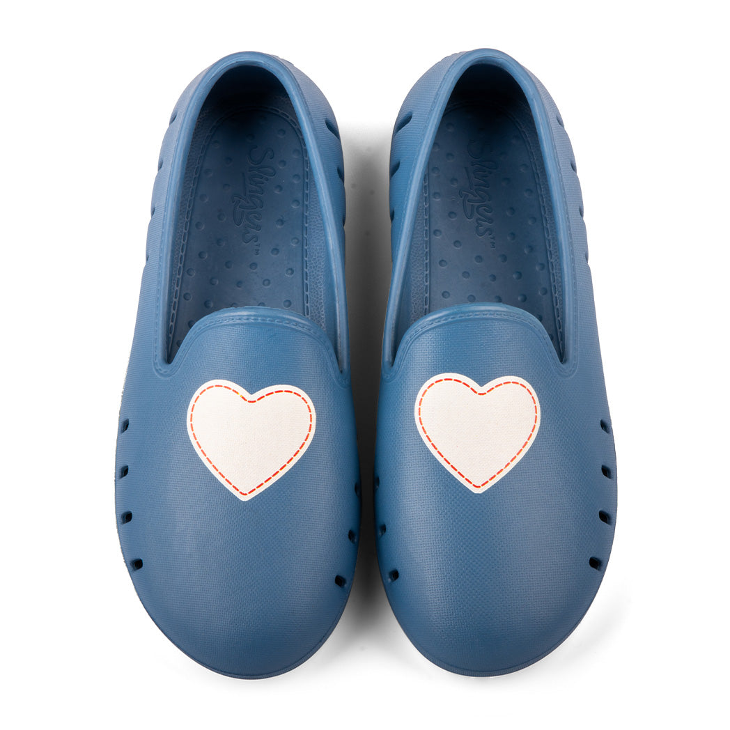 Girls denim blue loafer with heart water friendly