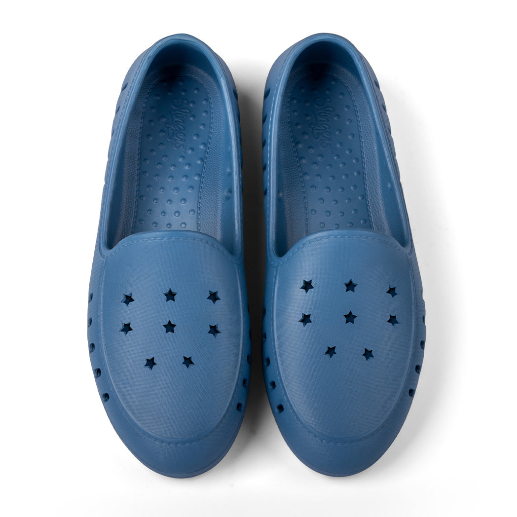 Cruise loafer slingers denim blue with star cutouts