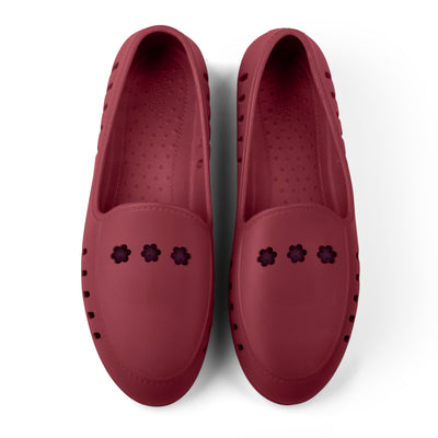 Cruise Loafer - Burgundy 3 Daisy Perforation  / Waterproof  <br> <p style="color:   #FF0000; font-size: 0.8em">  Preorder - Receive by the week of September 15   </p>