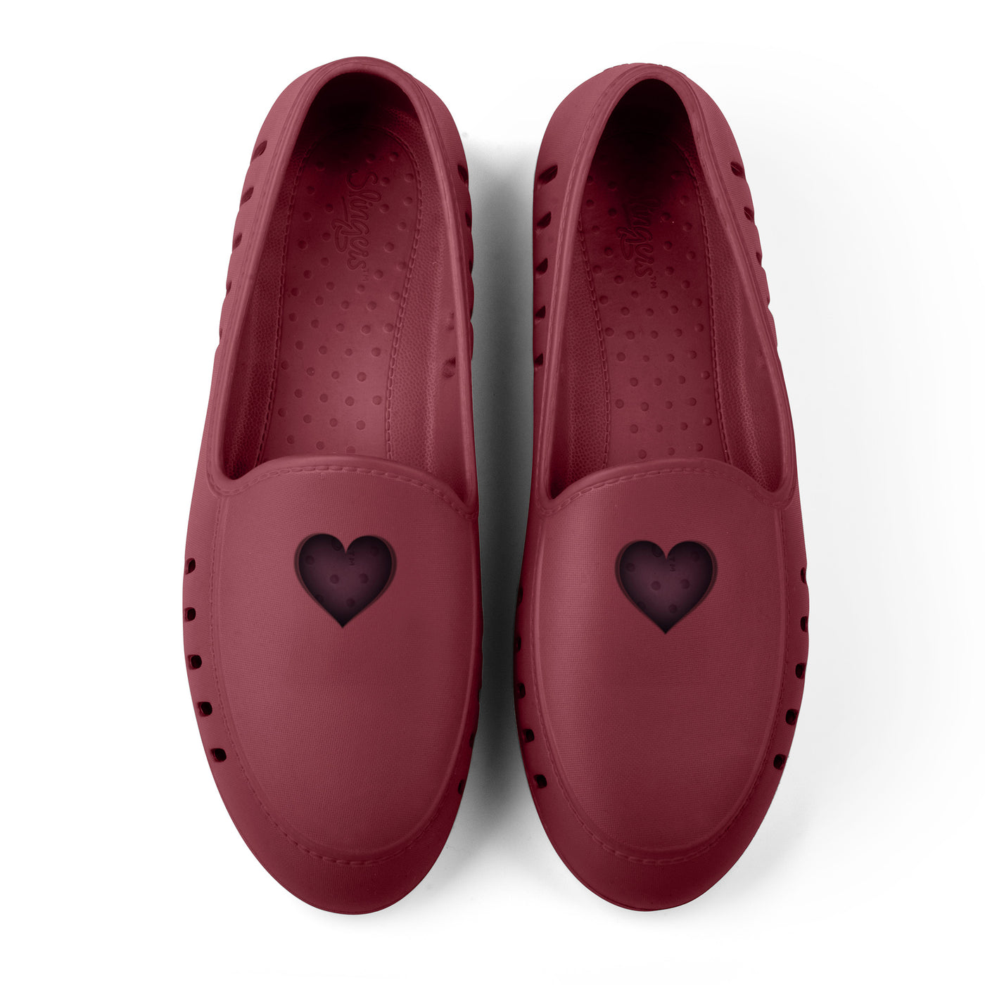 Cruise Loafer Teens - Maroon heart perforation - top view
