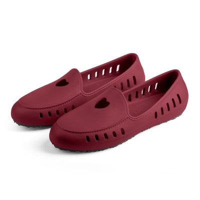 Cruise Loafer Teens - Maroon heart perforation - top view