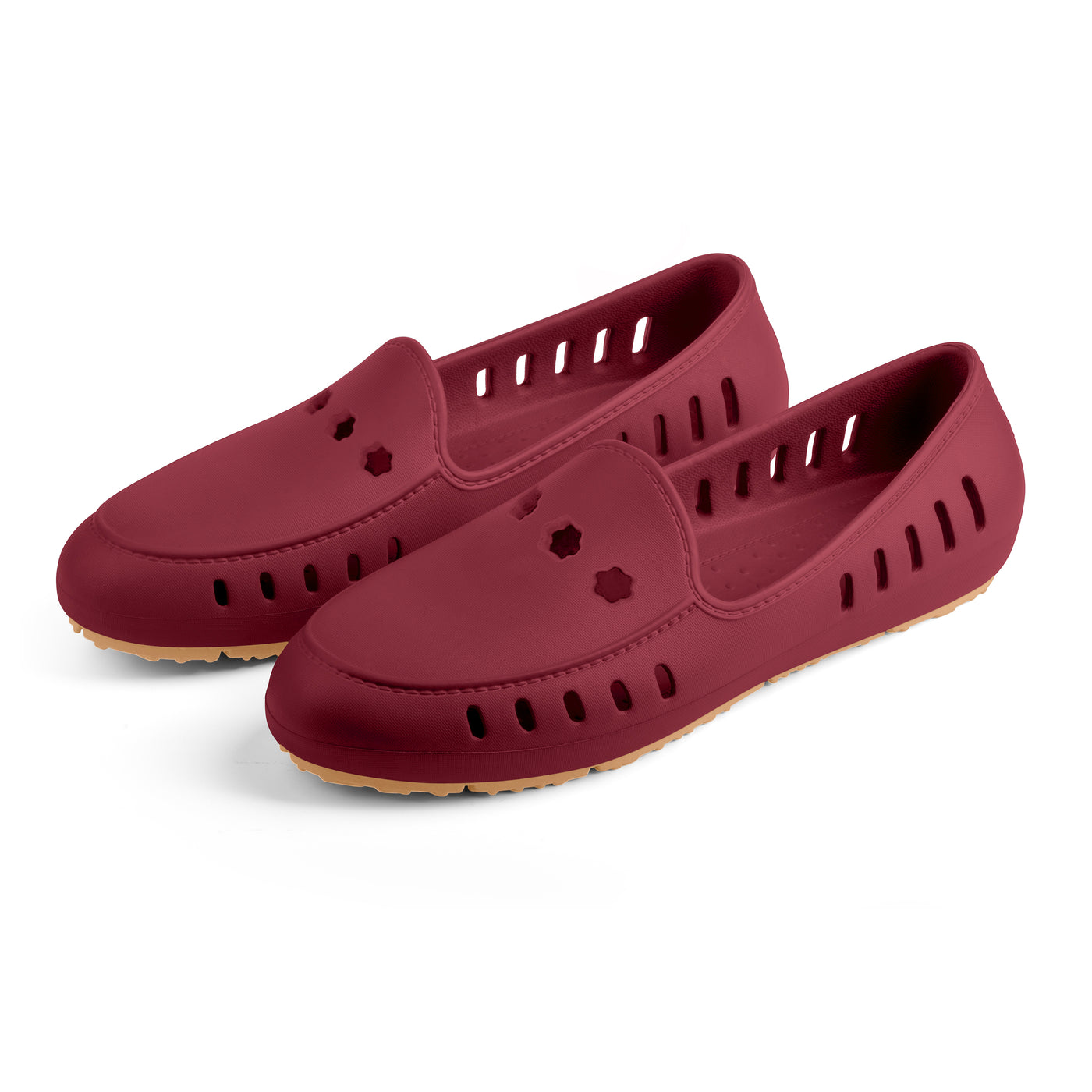 Cruise Loafer - Burgundy 3 Daisy Perforation  / Waterproof  <br> <p style="color:   #FF0000; font-size: 0.8em">  Preorder - Receive by the week of September 15   </p>