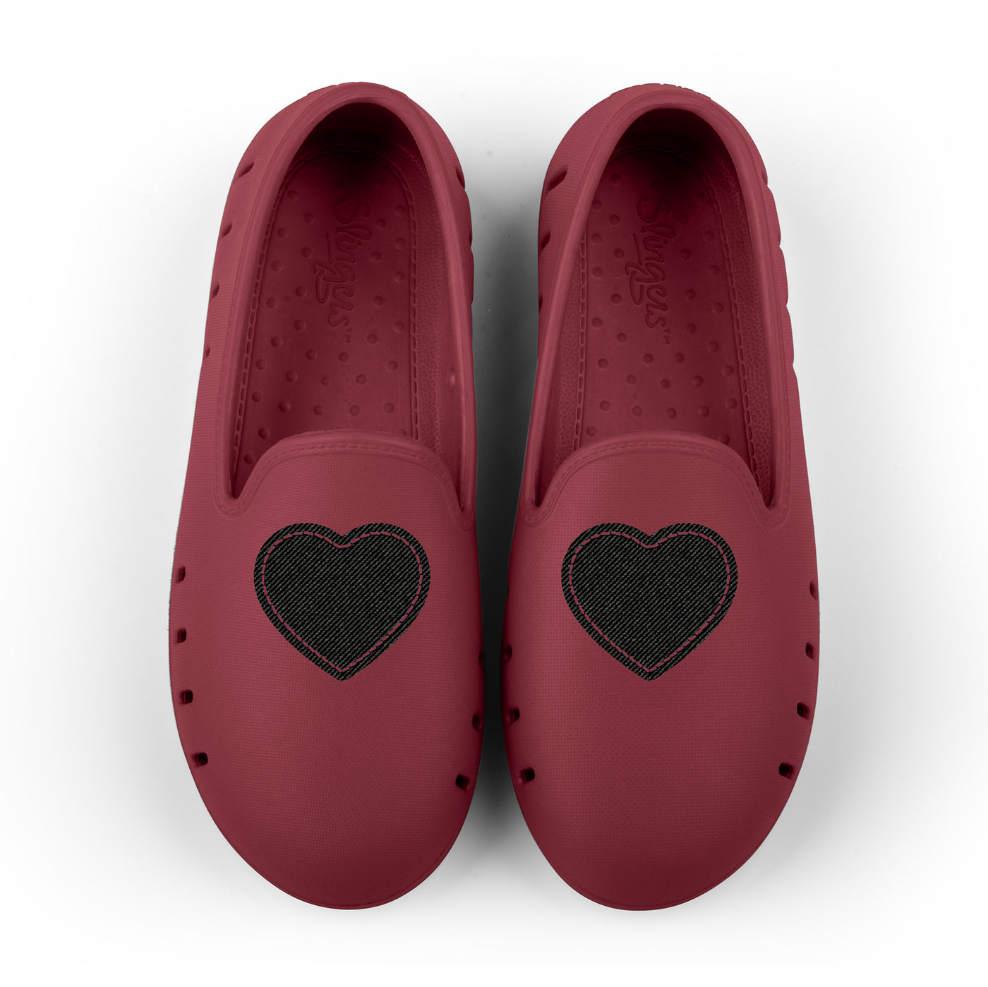 Cruise Loafer kids - Maroon with faux leather denim heart patch