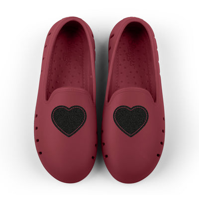 Cruise Loafer kids - Maroon with faux leather denim heart patch
