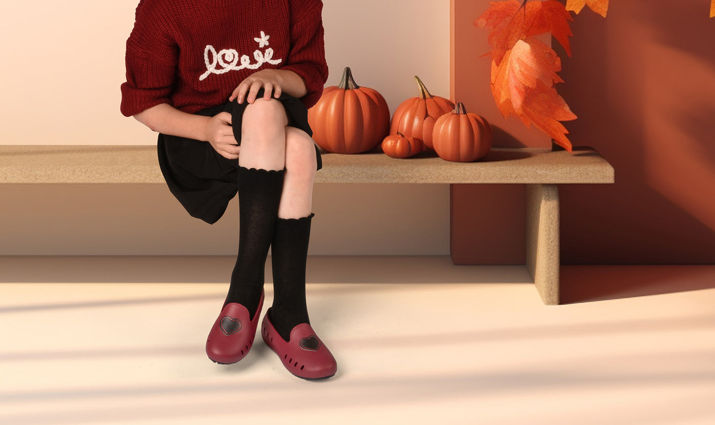 Cruise Loafer Kids - Burgundy Heart Denim Patch / Waterproof <br> <p style="color:   #FF0000; font-size: 0.8em">  Preorder - Receive by the week of September 15   </p>