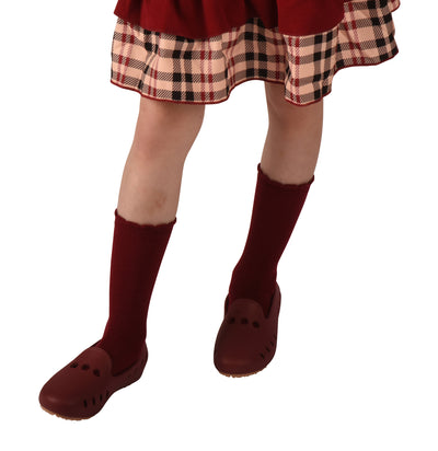 Cruise loafer kids - Burgundy with 3 daisy flower perforation