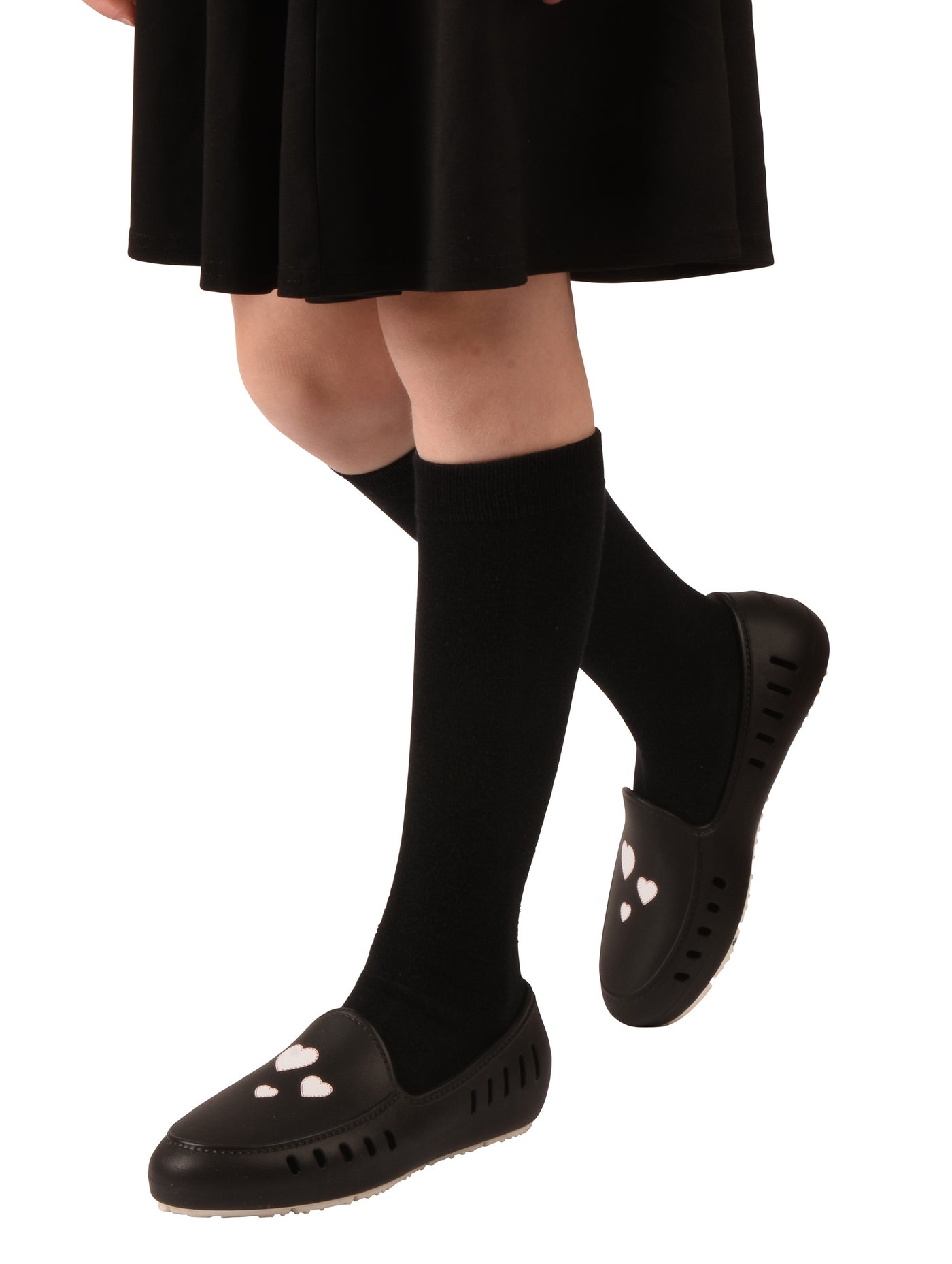 Cruise loafer teens - Black with 3 little white hearts