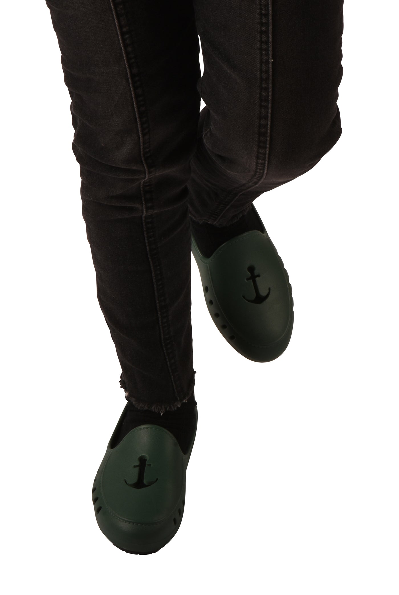 Cruise loafer teens - Green with anchor perforation