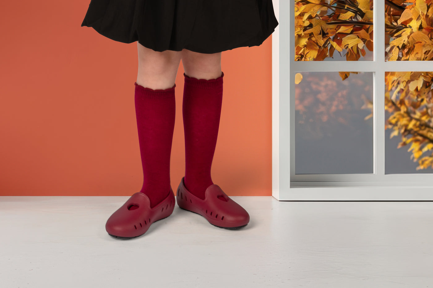 Cruise Loafer Kids - Burgundy Heart Perforation / Waterproof <br> <p style="color:   #FF0000; font-size: 0.8em">  Preorder - Receive by the week of September 15   </p>