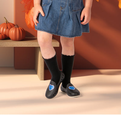 Cruise Loafer Kids - Black Denim Heart print / Waterproof