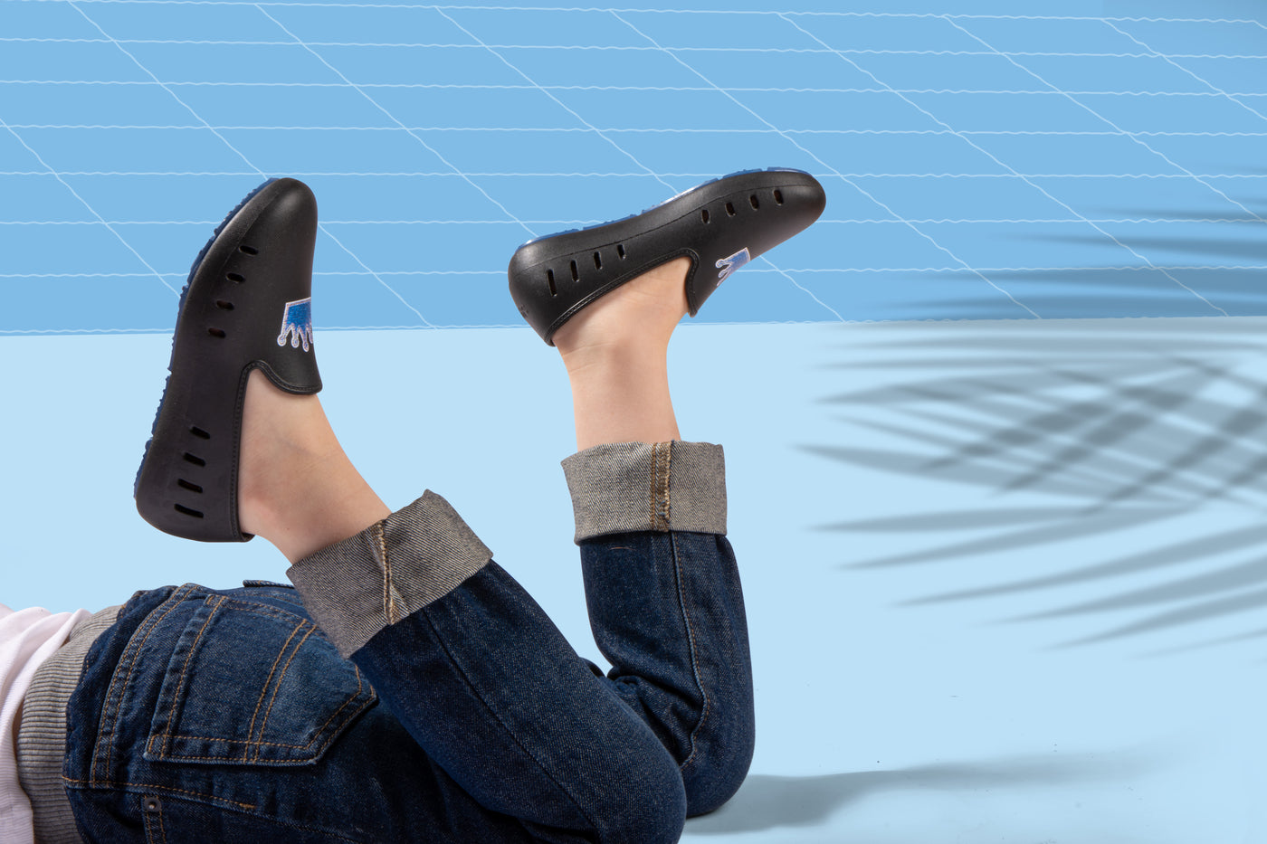 Cruise Loafer Kids - Black Denim Crown print / Waterproof