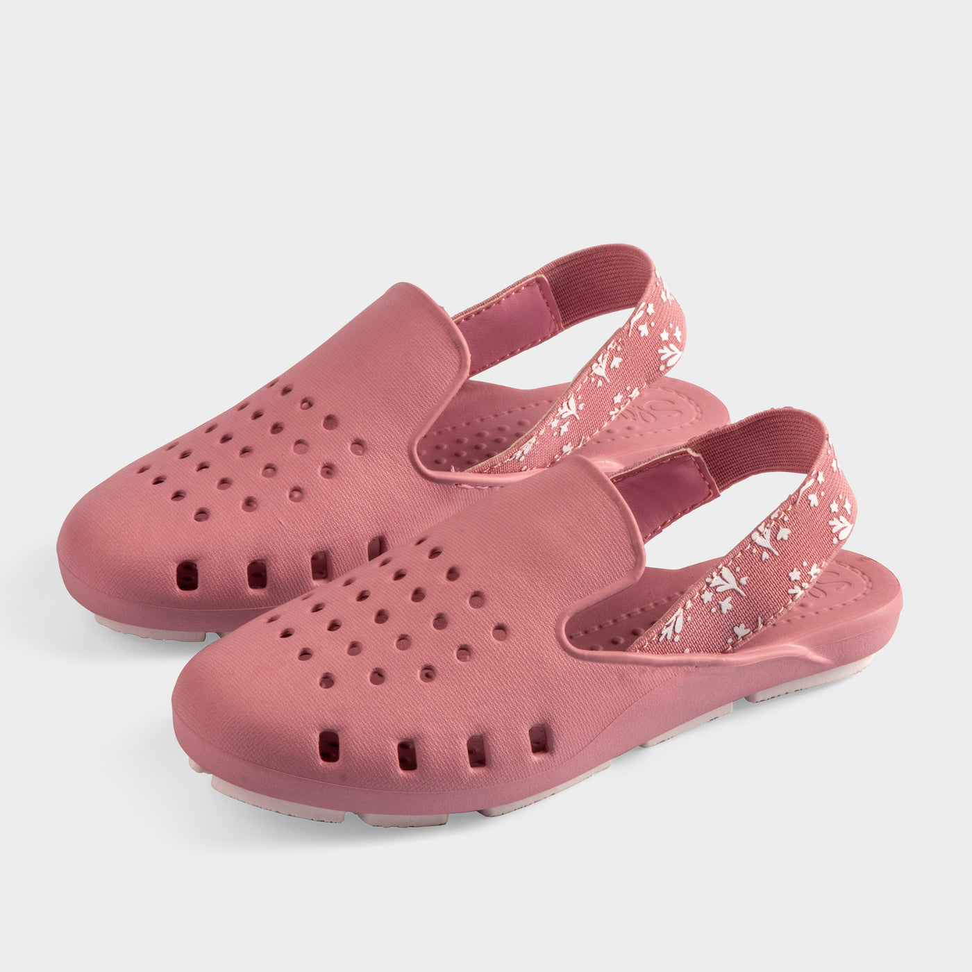 Girls  pink foam water shoe with elastic floral back