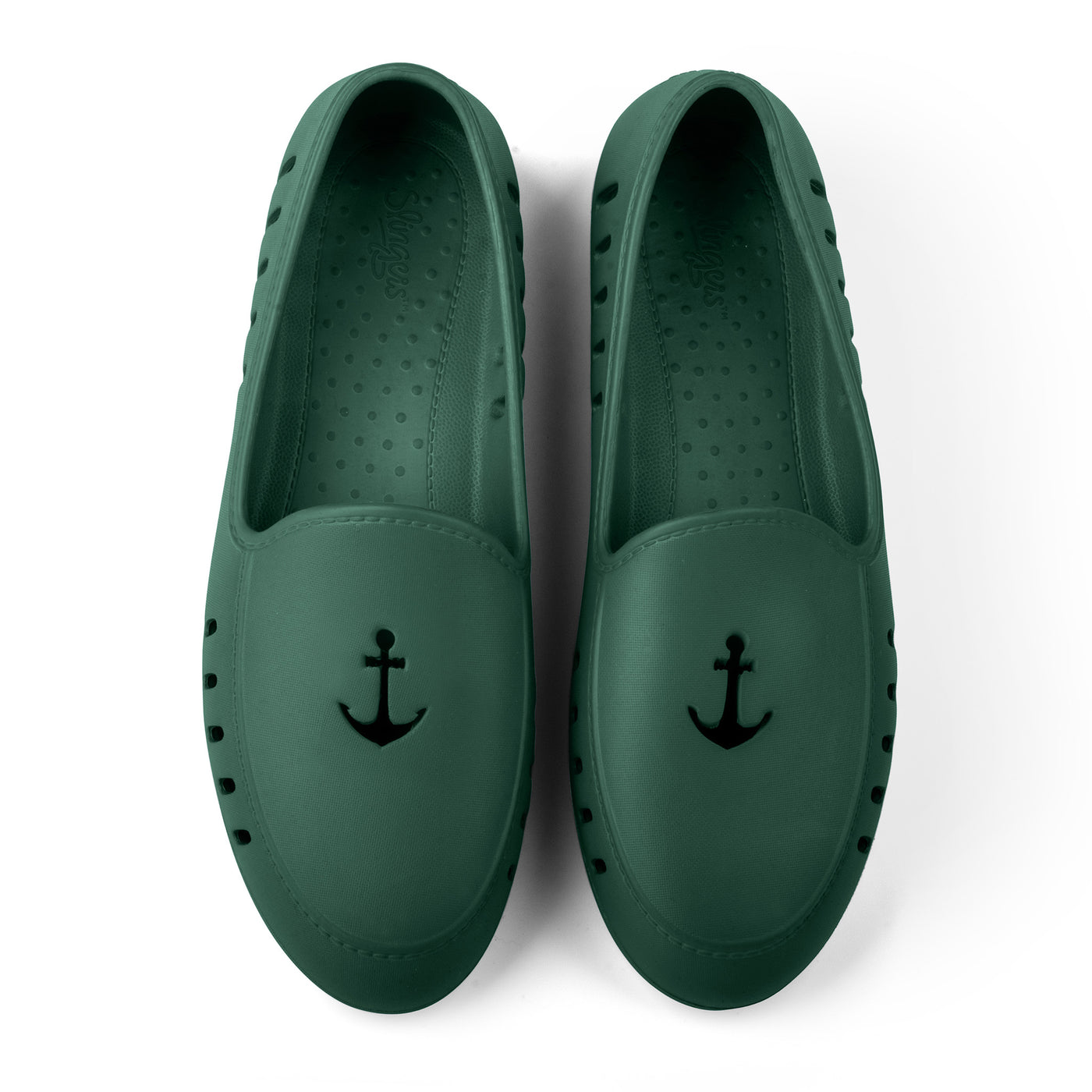 Slingers Cruise loafer Teens  - Green anchor perforation