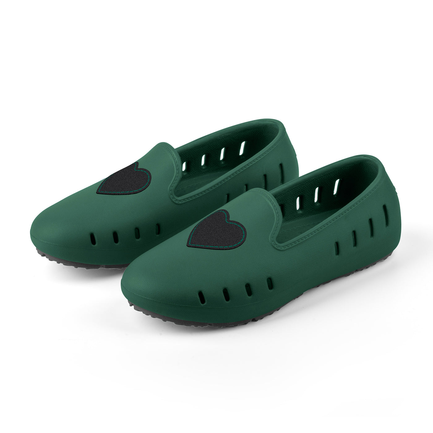 Slingers Cruise loafer kids - Green with black denim heart patch