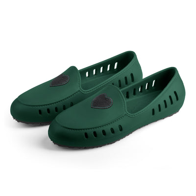 Slingers Cruise loafer teens - Green with black denim heart patch
