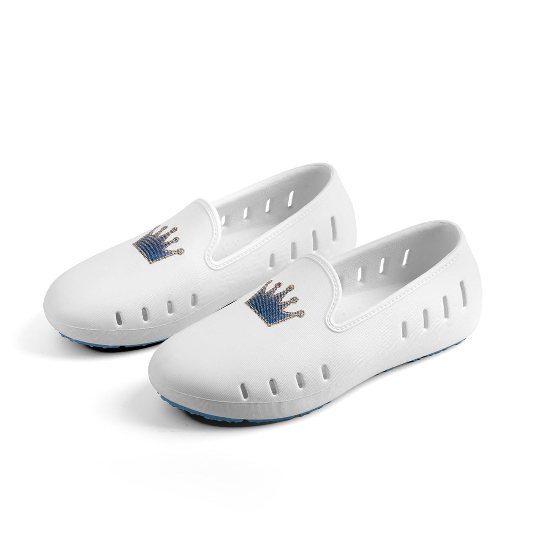 Cruise Loafer Kids - White Denim Crown print / Waterproof