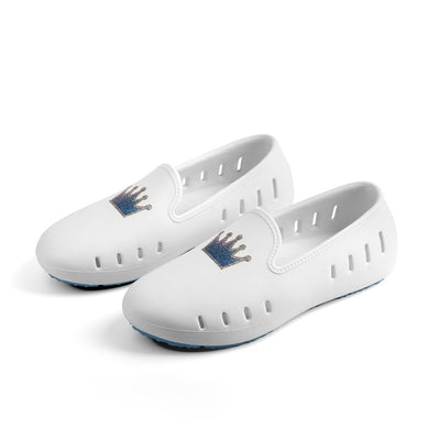 Cruise Loafer Kids - White Denim Crown print / Waterproof