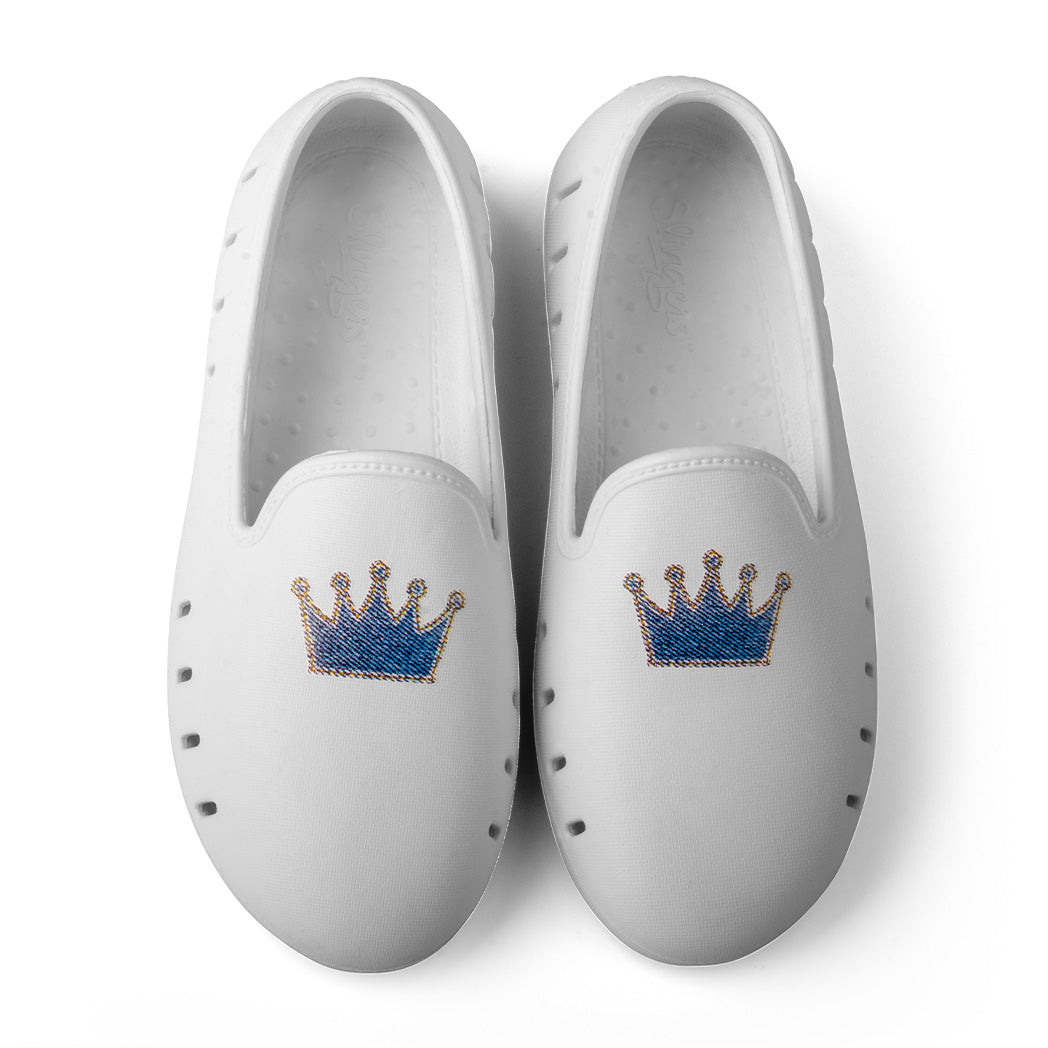 Cruise Loafer Kids - White Denim Crown print / Waterproof
