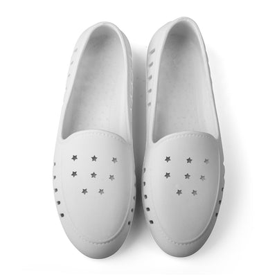 Teens and women white loafer perforated with stars