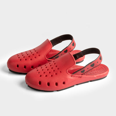 Red shoes for girls. slides sandals designer with elastic slingback strap